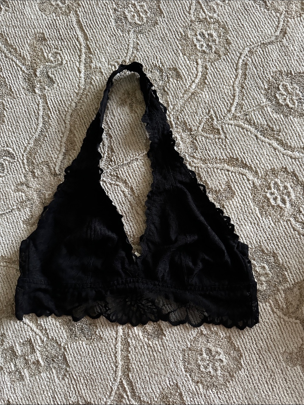 PINK Black Lace Halter Bralette